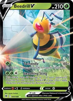 Beedrill V - 001/189 - Pokemon Astral Radiance Sword & Shield Ultra Rare Card NM - Image 1