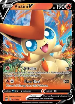Victini V - 021/163 - Pokemon Battle Styles Sword & Shield Ultra Rare Card NM - Image 1