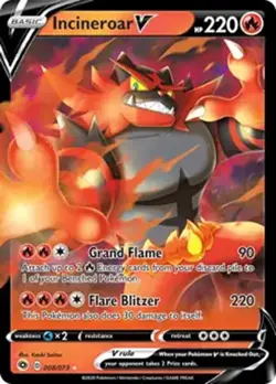 Incineroar V - 008/073 - Pokemon Champions Path Sword Shield Ultra Rare Card NM - Image 1