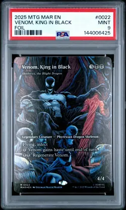 2025 MTG MARVEL'S SPIDER-MAN: SOURCE MAT FOIL #0022 VENOM, KING IN BLACK PSA 9 - Image 1