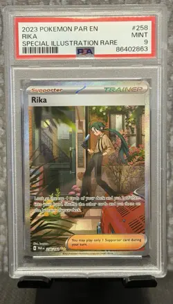 Pokemon 2023 Rika 258/182 SV04 Paradox Rift Special Illustration Rare Holo PSA 9 - Image 1