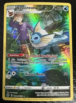 Vaporeon TG02/TG30 Swsh09: Pokemon Brilliant Stars Trainer Gallery Holo - Image 1