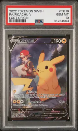 PIKACHU V Pokemon Sword Shield Lost Origin Trainer Gallery #TG16 Full Art PSA 10 - Image 1