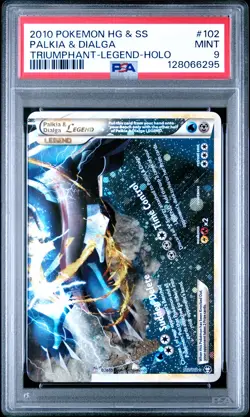 2010 POKEMON HEARTGOLD & SOULSILVER TRIUMPHANT PALKIA & DIALGA LEGEND-HOLO PSA 9 - Image 1