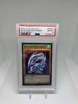 YUGIOH • BLUE EYES WHITE DRAGON • ULTRA RARE • LCKC-EN001 • BLUE RIPPLE PSA 8 - Image 1