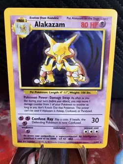 Alakazam Holo Base Set 1/102 WOTC 1999 LP+/NM- Pokemon Card - Image 1