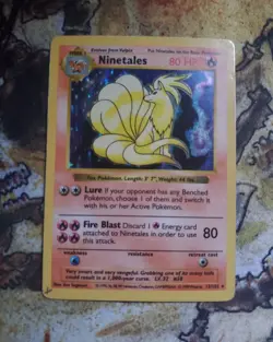 Pokemon Cards 1999 Base Set Nintales (Shadowless) Foil DMG - Image 1