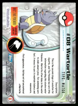 Pokemon Cards Wartortle #8 Topps Trading Cards Series 1 LP *2 - Image 2