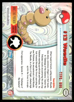 Pokemon Cards Weedle #13 Topps Trading Cards Series 1 LP *3 - Image 2