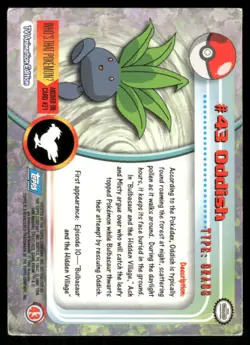 Pokemon Cards Oddish #43 Topps Trading Cards Series 1 LP *3 - Image 2