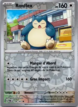 Carte Pokemon Ronflex 136/167 Reverse 2024 - Image 1