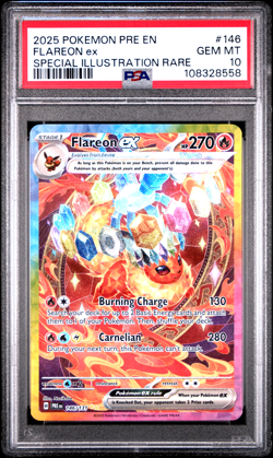Pokemon Prismatic Evolutions Flareon EX 146/131 Special Illustration Rare PSA 10 - Image 1