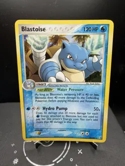 Pokemon TCG EX Crystal Guardians Blastoise 14/100 Cosmos Holo Rare LP/Tiny Dent - Image 1