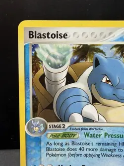 Pokemon TCG EX Crystal Guardians Blastoise 14/100 Cosmos Holo Rare LP/Tiny Dent - Image 2