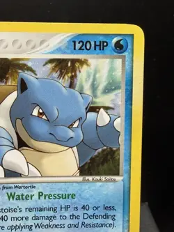 Pokemon TCG EX Crystal Guardians Blastoise 14/100 Cosmos Holo Rare LP/Tiny Dent - Image 3