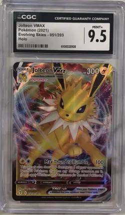Jolteon VMAX 051/203 Pokemon Evolving Skies Full Art Holo CGC 9.5 - Image 1