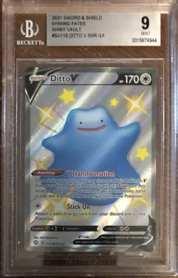 Ditto V SV118/SV122 Pokemon Shining Fates SR Holo Beckett BGS 9 - Image 1