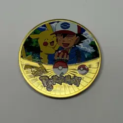 NEW Pokemon Ash and Pikachu High Quality Rare collectible Metal Gold Coin M/NM - Image 1