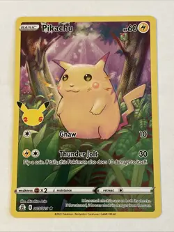 Pokemon Pikachu Holo Rare Celebrations 005/025 Basic 60 HP Thunder Jolt Gnaw - Image 1
