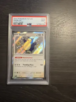 SNORLAX PSA 9 2024 POKEMON PALDEAN FATES PAF EN #202/091 SHINY RARE 277 - Image 1