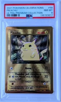 PSA 8 Pikachu #58 Metal Gold Celebrations Promo 2021 Pokemon – MINT – Sequential - Image 4