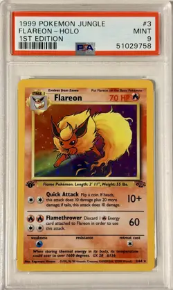 1999 Pokemon Jungle #3 Flareon-Holo 1st Edition PSA 9 - Image 1