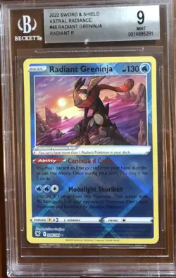 Radiant Greninja 046/189 Pokemon Astral Radiance RR Holo Beckett BGS 9 - Image 1