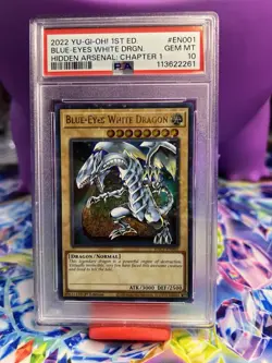 PSA 10 2022 YU-GI-OH! 1ST ED. BLUE-EYES WHITE DRAGON GEM MT HIDDEN ARSENAL CH1 - Image 1