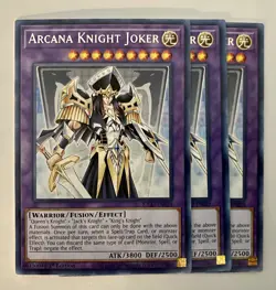Yugioh! 3x Arcana Knight Joker KICO-EN029 Rare 1st Ed NM - Image 1
