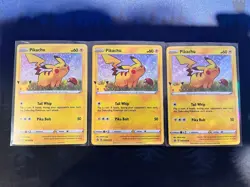 (3) Pikachu SWSH039 Holo Promo Pokemon Cards Lot of 3 English Lightly Played - Image 1