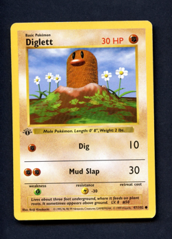 Pokemon Card: 1st Edition DIGLETT Base Common (MP) - Image 1