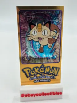 Meowth #52 Holo Pokemon Topps TV Animation Edition Jumbo Card 5 of 5 LP - Image 1