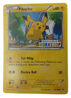 Pikachu Build A Bear Workshop 20 Pokemon Card Heavily Played - Image 1
