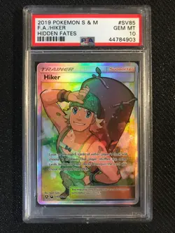 PSA 10 GEM MINT Hiker SV85 Hidden Fates Shiny Vault Full Art Pokemon Card - Image 1