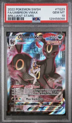PSA 10 Umbreon VMAX TG23/TG30 Brilliant Stars FA Pokemon Card Trainer Gallery - Image 1