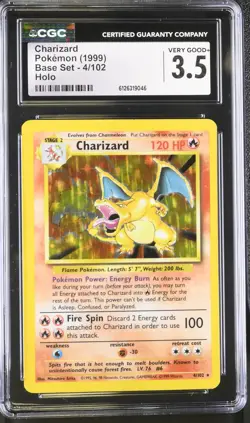 CGC 3.5 Charizard 1999 Base Set 4/102 Holo Pokemon Card - Image 1