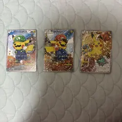 "Custom-made"Non Texture*Japanese Pikachu Poncho Set 3Pcs" Display Fan Art cards - Image 1