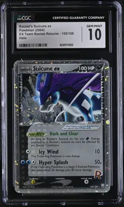 CGC 10 Rocket's Suicune ex 2004 EX Team Rocket Returns 105/109 Holo Pokemon Card - Image 1