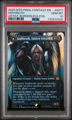 2025 MTG Sephiroth, Fabled SOLDIER 317 Borderless Final Fantasy Foil PSA 10 - Image 1