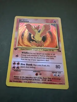 Pokemon Moltres Holo Rare TCG Card 12/62 Fossil 1st Edition - Image 2