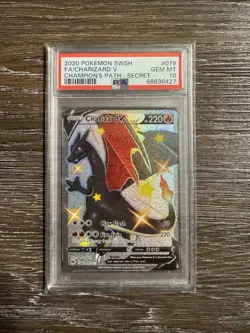 2020 Pokemon SWSH Full Art Shiny Charizard V PSA 10 Gem Champion's Path - Image 1
