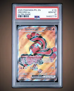 2025 POKEMON PFL EN-PHANTASMAL FLAMES ULTRA RARE #110 ORICORIO EX PSA 10 - Image 1