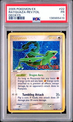 PSA 1 PR 2005 Pokemon EX Deoxys Rayquaza STAMPED Reverse Holo Foil 22/107 - Image 1