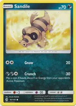1x (NM) Sandile - 83/149 - Common SM Base Set Pokemon - Image 1