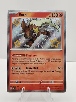 Pokemon TCG Entei Scarlet & Violet Paldean Fates Holo Shiny Rare Card 112/091 - Image 1