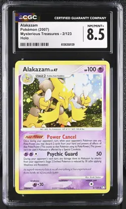 CGC 8.5 Alakazam 2007 Mysterious Treasures 2/123 Holo Pokemon Card - Image 1