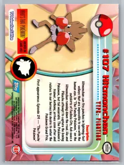 Hitmonchan #107 Topps Pokemon Card - Foil - Blue Logo - Light Played - Image 2