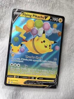 Flying Pikachu V Pokemon Card - 25th Anniversary Holo Rare - 190 HP - Thunder... - Image 2