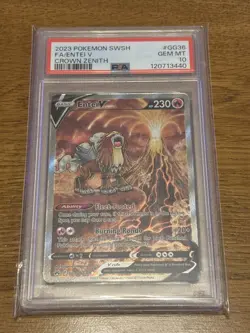 PSA 10 Entei V GG36/GG70 Crown Zenith: Galarian Gallery Pokemon TCG GEM MINT - Image 1