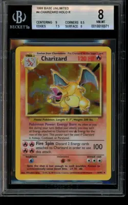 BGS 8 NM-MT Pokemon Charizard Base Set Unlimited Holo 4/102 - Image 1